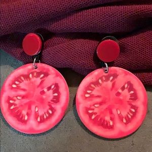 Tomato Red Earrings Pop Fashion